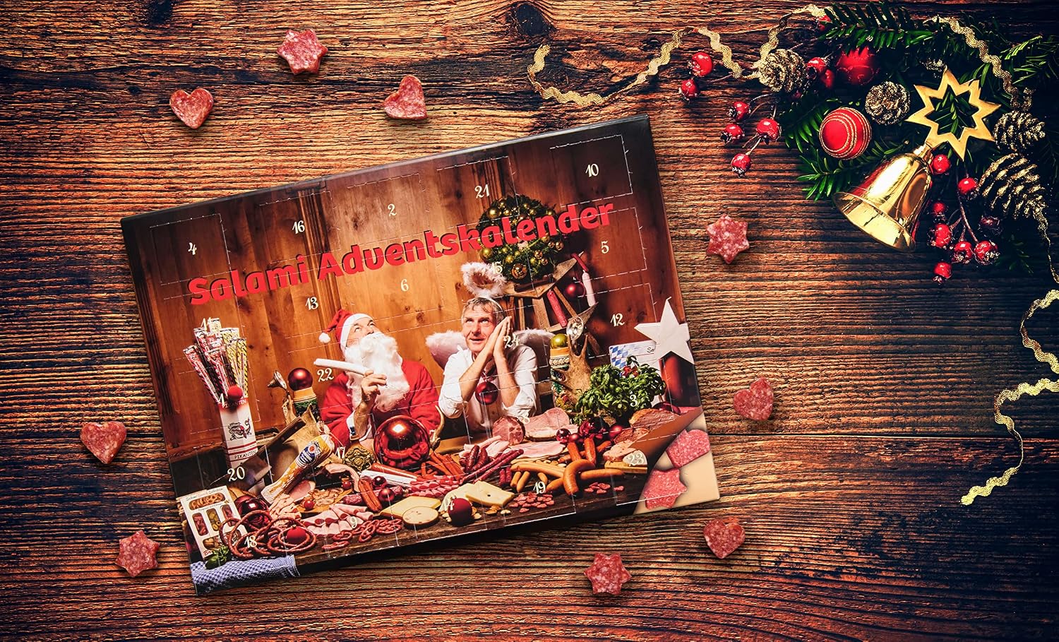 Wurstbaron® Spicy Salami Advent Calendar, 24 Mini Sausage Stars and Hearts, Snacks and Treats for Christmas, High Quality and Smoky Flavours, 40.8 g – Bild 6