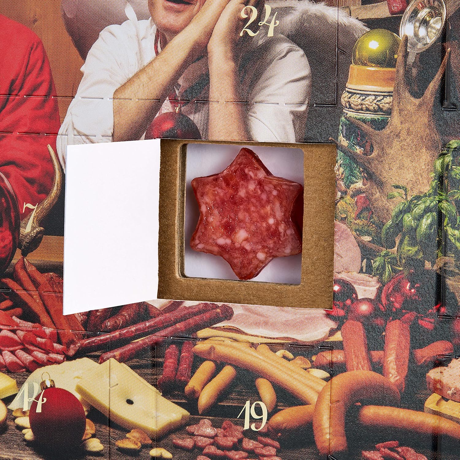 Wurstbaron® Spicy Salami Advent Calendar, 24 Mini Sausage Stars and Hearts, Snacks and Treats for Christmas, High Quality and Smoky Flavours, 40.8 g – Bild 3